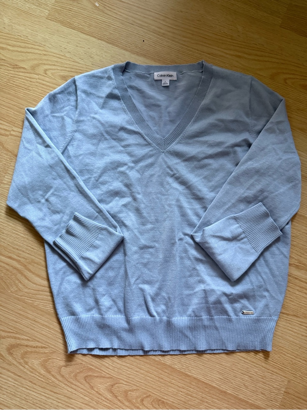 Calvin Klein Light Blue Women's V-Neck Sweater